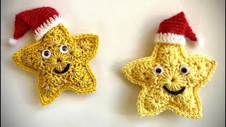 ⭐️ Süßer Stern⭐️ mit Zipfelmütze hakeln petraperle weihnachtsdeko häkelnmachtglücklich crochet [upl. by Lati345]