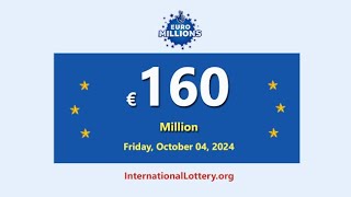 Result of Euro Millions on October 01 2024  Jackpot rises to €160000000 [upl. by Atinej208]