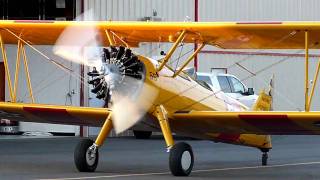 1943 Stearman Starting up and taxiing on September 4 2009 at 715 PM N27WE [upl. by Celestine806]