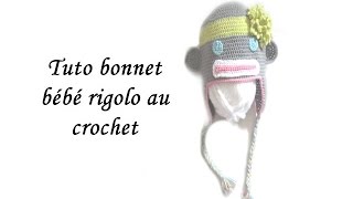 TUTO BONNET BEBE RIGOLO AU CROCHET PATTERN FUNNY BABY HAT CROCHET [upl. by Eliott]