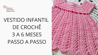 VESTIDO INFANTIL DE CROCHÊ 3 A 6 MESES [upl. by Peggy]