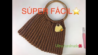 BOLSO MARRON a crochet fácil rapido de tejer y muy bonito easy crochet bag [upl. by Johnna]