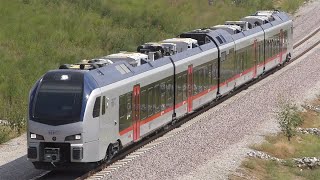 TexRails Stadler FLIRT DMU trains at DFW 4K [upl. by Nenney]