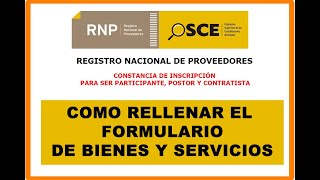 COMO INSCRIBIRSE EN EL RNP BIENES Y SERVICIOS  OSCE [upl. by Eelrebma929]