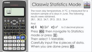 Casio Classwiz fx991EX Statistics  Find Mean Variance Standard Deviation amp Summary Statistics [upl. by Beitz]