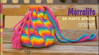 Morralito tejido a crochet en el punto Apache Tears  Tejiendo Perú 😌 [upl. by Ahsuas786]