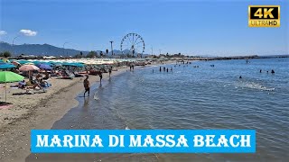 MARINA DI MASSA BEACH  ITALY  4K  Spiaggia Libera  Tyrrhenian Sea [upl. by Mcarthur]