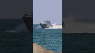 Pershing splashes entering at Haulover inlet [upl. by Ahsitil]