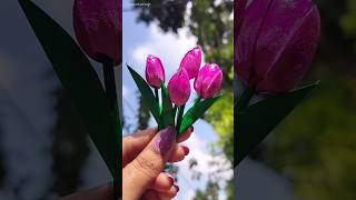 Diy tulip flower from pista shell 🌷shorts youtubeshorts diy tulip flowers viralvideo trending [upl. by Asilrac]