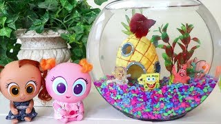 My Toy Babies and Toddlers Get a Real Fish  Toys and Dolls Fun for Kids  Sniffycat [upl. by Margy455]