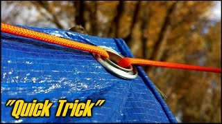 How To Setup A Tarp Using No Knots  quotQuick Trickquot [upl. by Eenot]