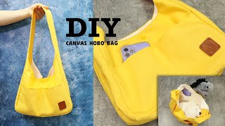 Canvas Hobo Bag with Gusset 💕How to make a shoulder bag easier than you think [upl. by Etteniotna652]