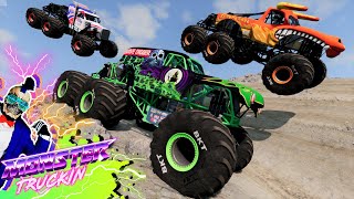 Monster Jam INSANE Racing Freestyle and High Speed Jumps 18  BeamNG Drive  Grave Digger [upl. by Tatianas]