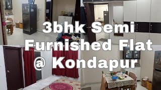 3BHK SEMI FURNISHED FLAT FOR SALE  KONDAPUR HYDERABAD [upl. by Auhs]