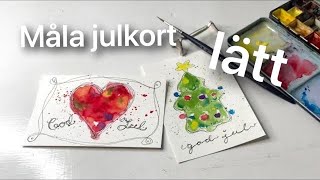 Enkla julkort i vattenfärg akvarell för nybörjare [upl. by Atiniuq]