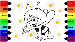 Maya The Bee cartoon coloring book for children Пчелка Майя раскраска [upl. by Cecelia784]