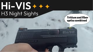 SampW Shield HiVis H3 Night Sights100yds vs 12x20 steel [upl. by Zoi598]