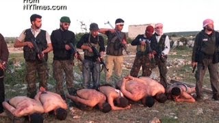 Graphic video Rebels execute Syrian soldiers [upl. by Suolevram928]