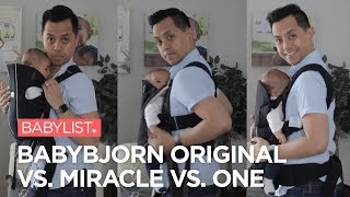 BabyBjorn Baby Carrier Comparison Original vs Miracle vs One  Babylist [upl. by Dugas]