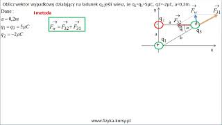 Elektrostatyka Prawo Coulomba siła od trzech ładunków elektrycznych 🟢 fizykakursy [upl. by Morehouse]