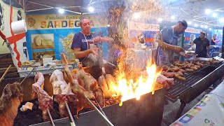 Italian Masters Roasts Huge Grills of Pork Meat Italy Street Food from Sardinia [upl. by Schild293]