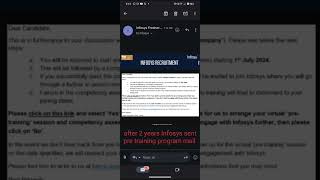 finally after 2 years Infosys sent pre joining training program mail good news from Infosys [upl. by Cassella]