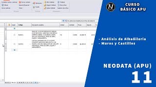 Curso básico de APU con NeodataPartida Albañileria [upl. by La]