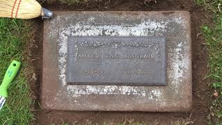 Cleaning a Bronze Grave Marker in the Kirkland WA Cemetery [upl. by Lenni]