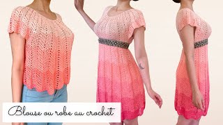 Comment faire une BLOUSE ou une ROBE au crochet  SANS COUTURE et sans démarcation  Toutes tailles [upl. by Strander]