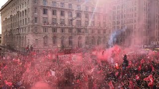 Epic Scenes As 750000 Liverpool Fans Watch Victory Parade Make Its Way Through City Centre [upl. by Alaster]