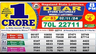 NAGALAND Lottery SAMBAD DEAR EVENING 8 PM RESULT TODAY 02112024 STATE DEAR LOTTER [upl. by Anazus]