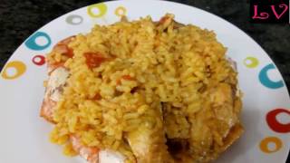 Receta de Paella de pollo y gambas No Dudes en Prepararla [upl. by Ilrac]