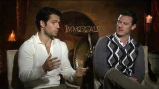 Henry Cavill Luke Evans and Mickey Rourke Interview for IMMORTALS [upl. by Ettelloc42]