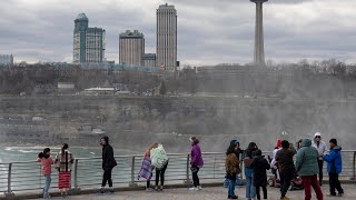 2024 SOLAR ECLIPSE  Crowds begin to gather in Niagara Falls [upl. by Osithe]