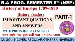 HISTORY OF EUROPE 17891870  IMPORTANT QATION AND ANSWERS  ba5thsem historyofeurope nep du [upl. by Eisserc]