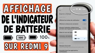 Comment afficher le pourcentage de batterie intégré sur redmi 9 [upl. by Cardie401]