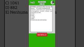 🟢 143  QUESTÃO DE RACIOCÍNIO LÓGICO PARA CONCURSO shorts concurso raciociniologico rlm [upl. by Animahs858]