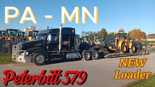 Shippensburg PA  Proctor MN brand new loader haul on a RGN lowboy [upl. by Airret]