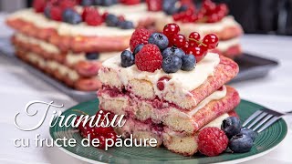 TIRAMISU cu fructe de padure  Tiramisu cu mascarpone si frisca [upl. by Irtak]