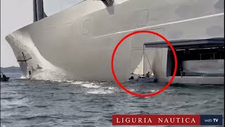 Una barchetta sperona il megayacht a vela A 143 metri tra i più costosi al mondo [upl. by Jareb239]