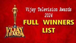 9th Annual Vijay Television Awards 2024  Full Winners List [upl. by Adlesirhc909]