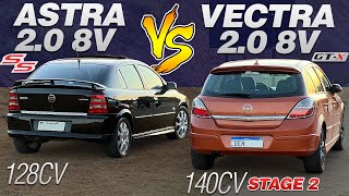 ASTRA SS 20 8V 128CV ORIGINAL VS VECTRA GTX 20 8V 140CV STAGE 2 PESO OU POTÊNCIA [upl. by Llerral]