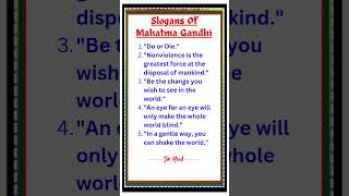 Mahatma Gandhi Slogan  Slogan Of Mahatma Gandhi In English lSlogan On Gandhi Jayanti shorts short [upl. by Stark]