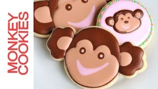 HOW TO DECORATE SIMPLE MONKEY COOKIES WITH ROAYL ICING [upl. by Anamuj]