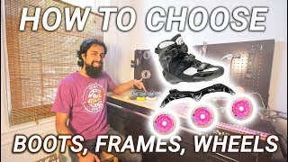 HOW TO CHOOSE INLINE SKATES  ROLLERBLADES BOOT FRAMES WHEELS for your skating style [upl. by Ymmot]