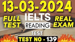 IELTS Reading Test 2024 with Answers  13032024  TEST NO  139 [upl. by Odrarebe201]