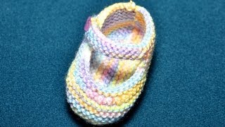 How to Knit Basic Mary Jane Baby Booties Part 3 Right Bootie [upl. by Tselec657]