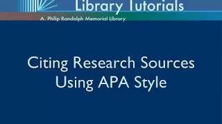 Citing Research Sources using APA Style [upl. by Hazen]