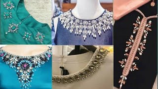 Beads and stones neck design for kurtiStone work embroidered neck line style design [upl. by Beuthel]