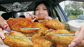 trying wingstops NEW three flavors │ the meltdown crunch time and pure mayhem │ mukbang [upl. by Anson]